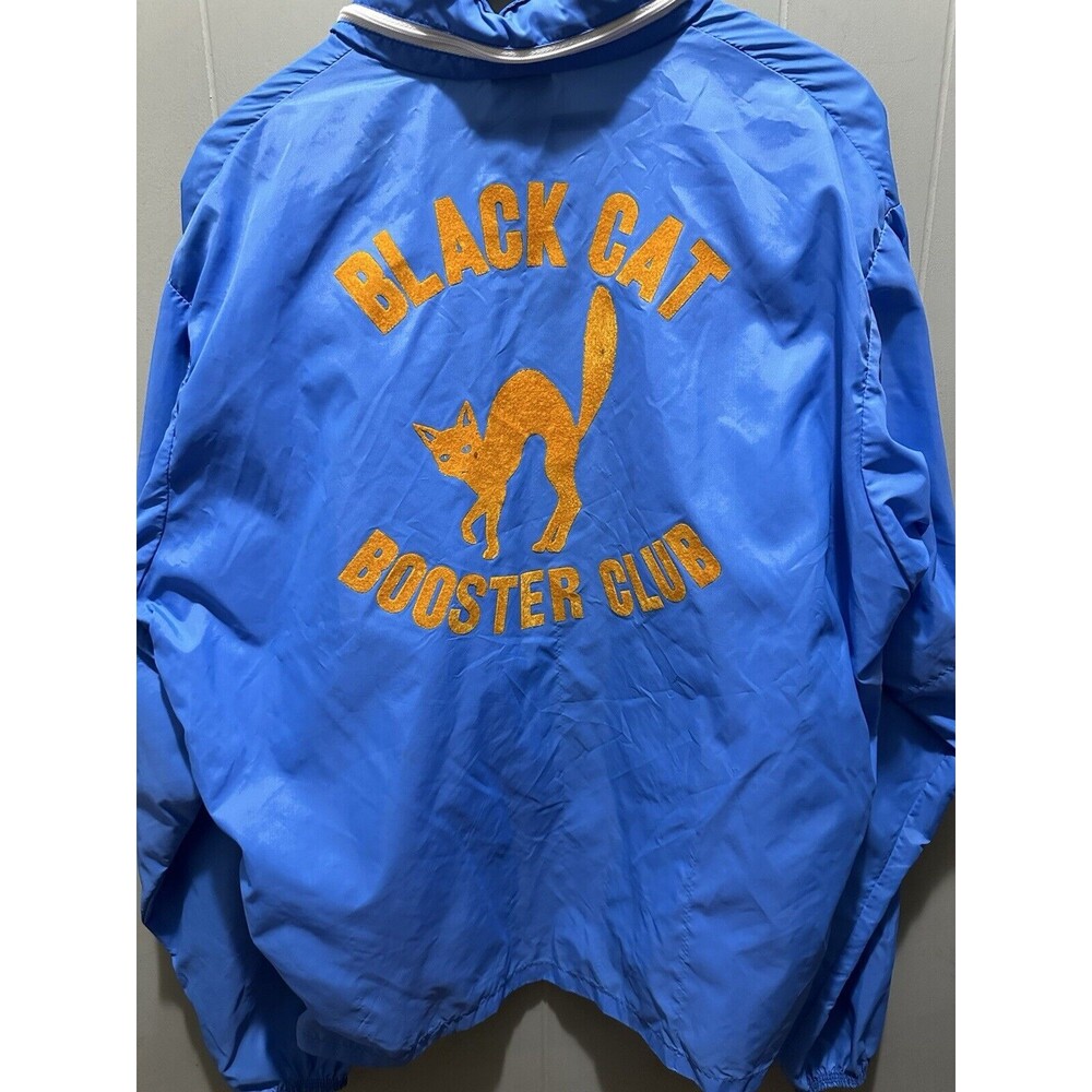 Vintage Wolf Of Waco Bay City Texas Black Cat Booster Club Windbreaker Sz Lg